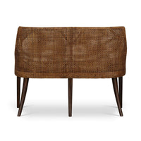 Back view of coastal rattan settee highlighting weave.