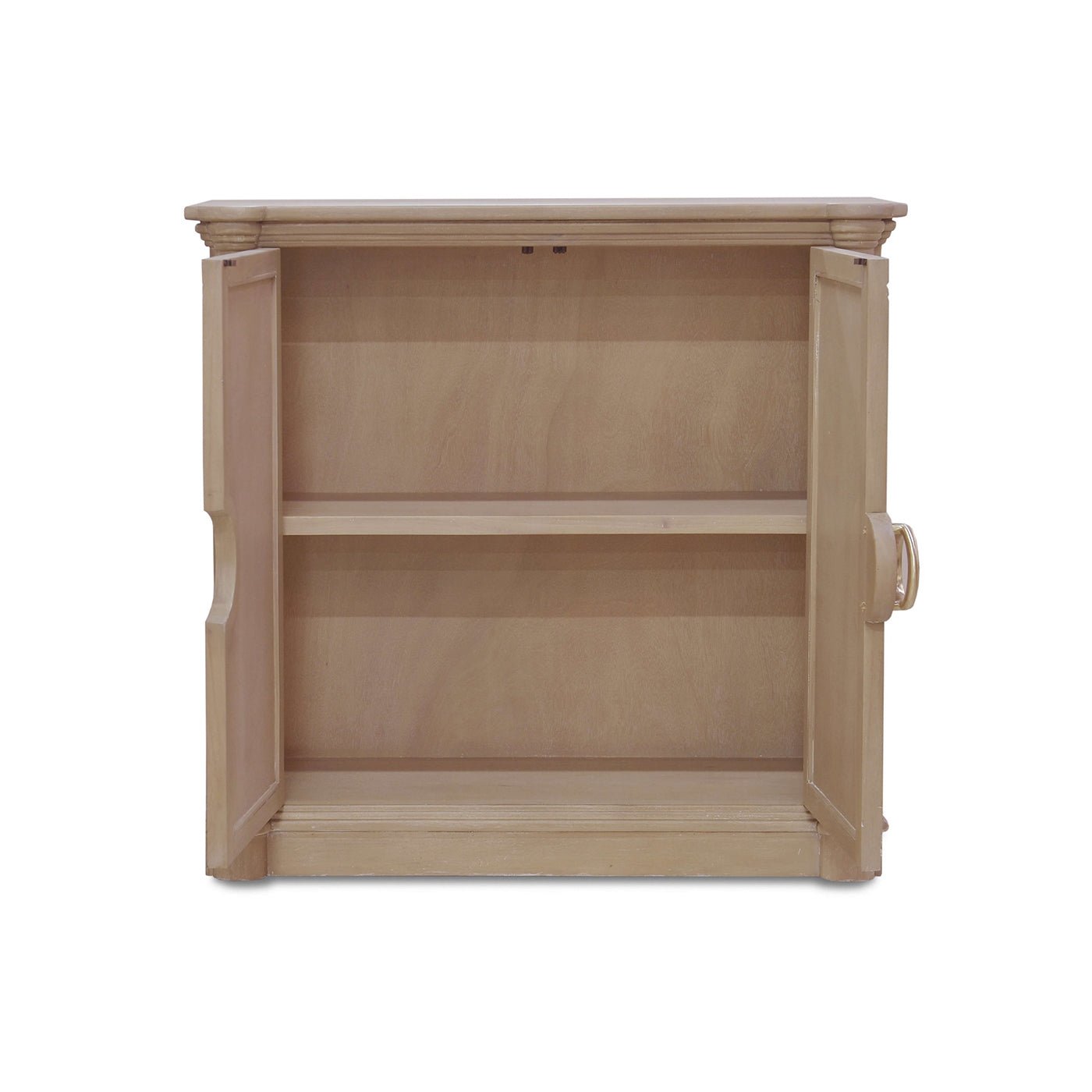 Interior shelves of the Coastal Small Credenza cabinet.