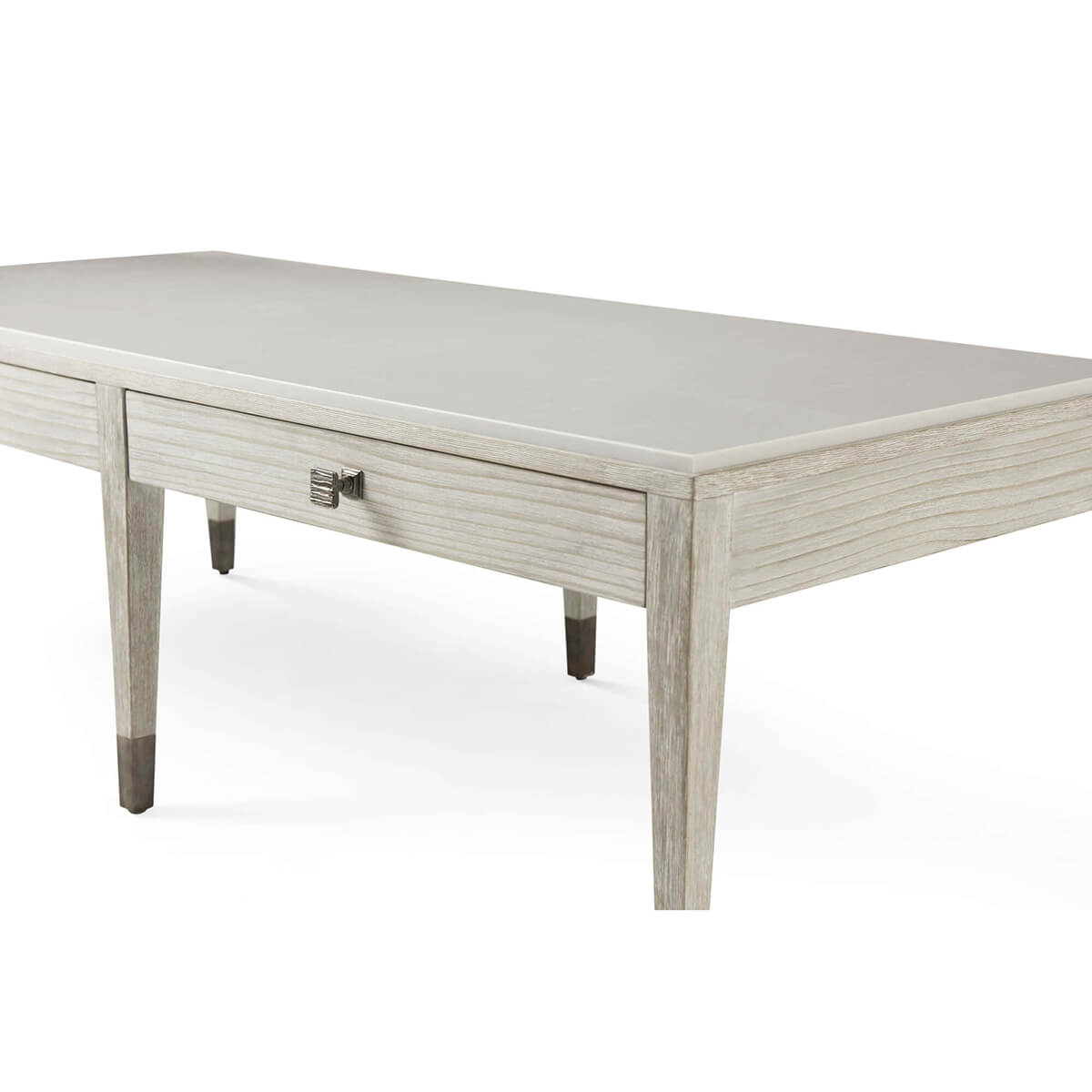 Close-up of coastal style cocktail table, corner detail.