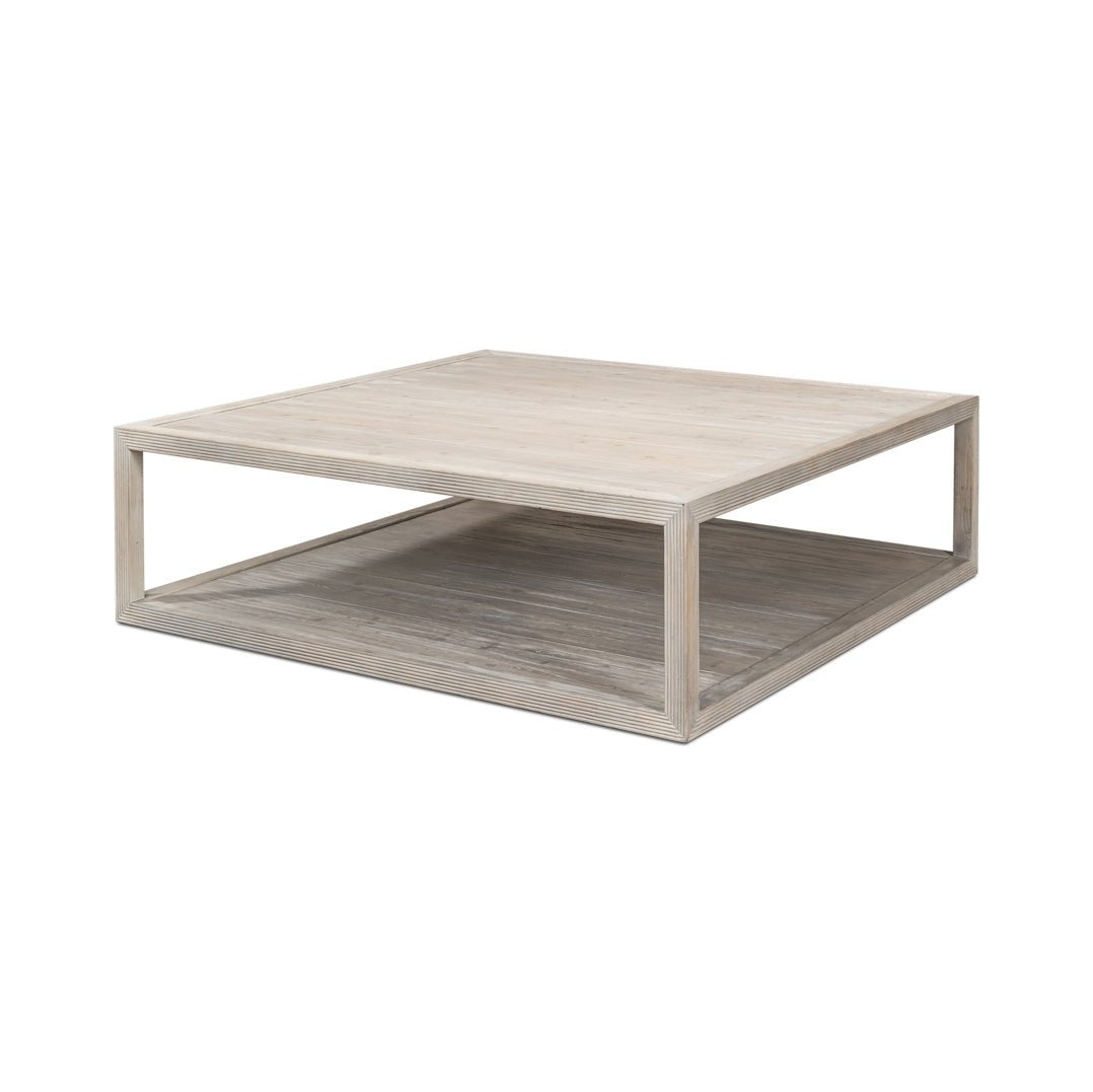Coffee table, side angle, highlighting structure.