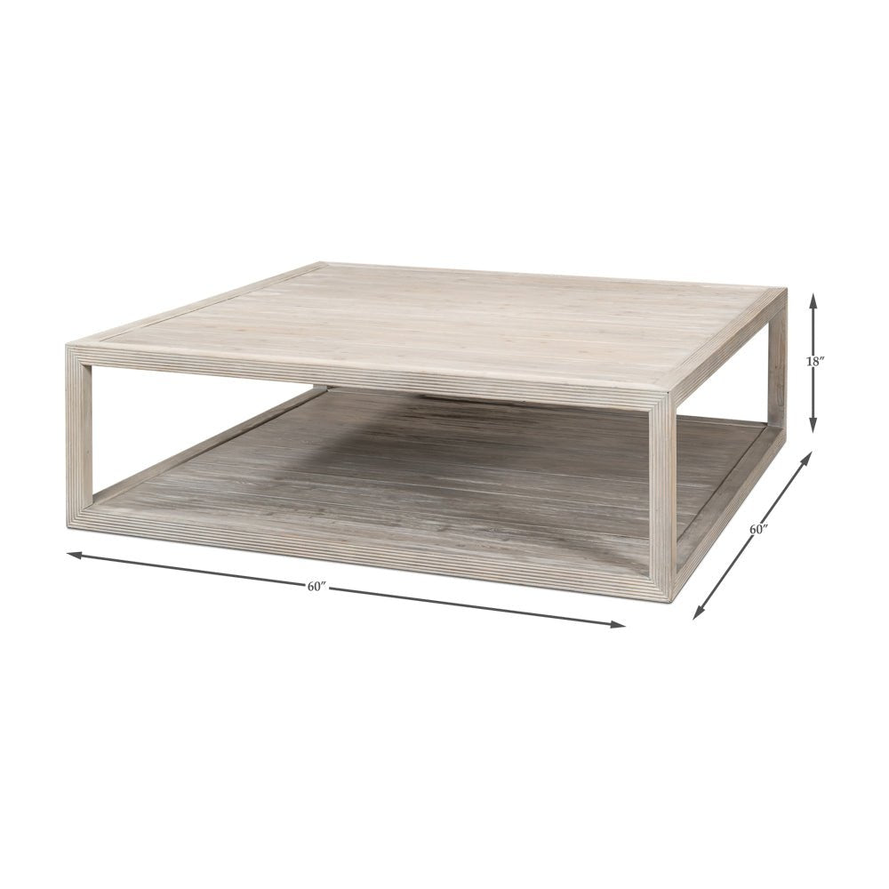 Coffee table with dimensions, shows size and scale.