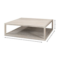 Coffee table with dimensions, shows size and scale.
