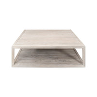 Coffee table, front view, with bottom shelf.