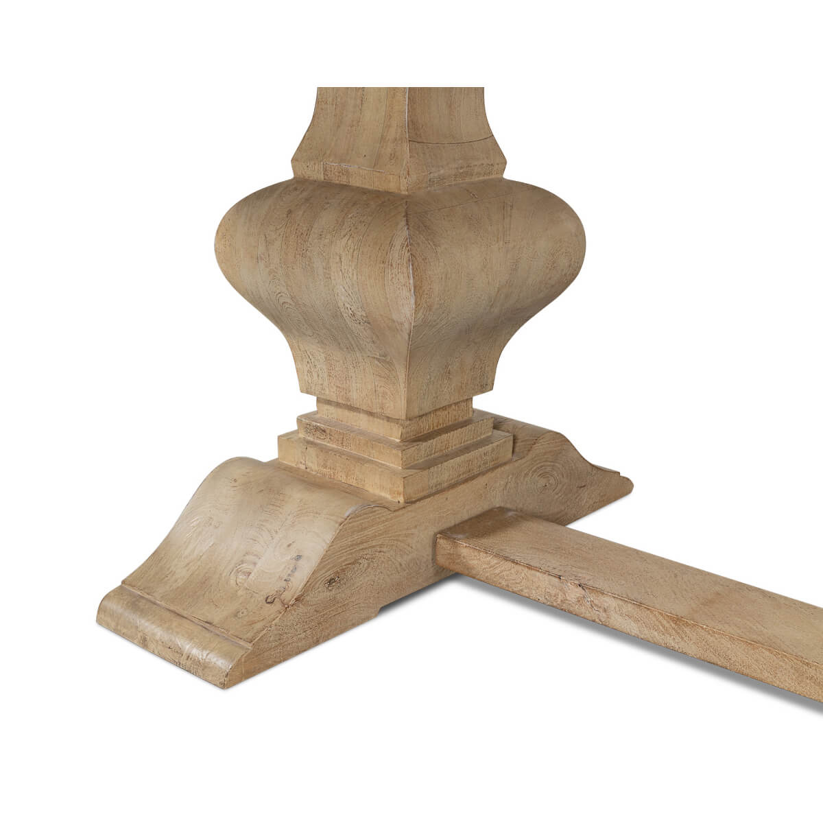 Detailed view of table base with ornate support design.