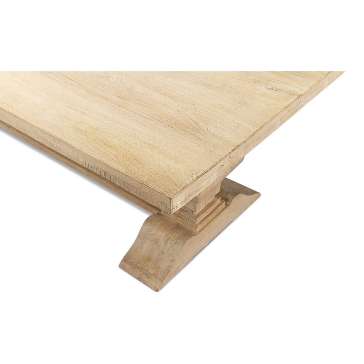 Table corner and base detail, showing craftsmanship and design.