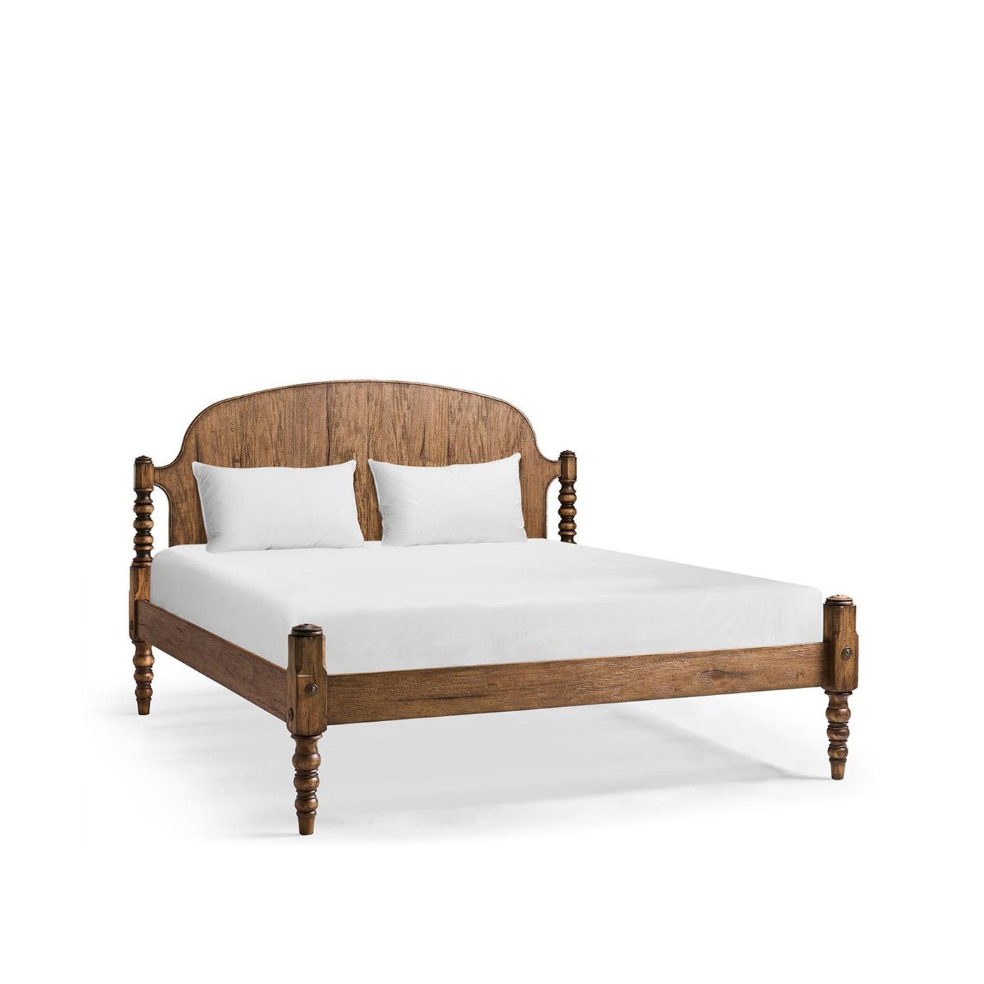 Colonial bed without posts, side view.