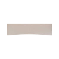 Top view of concave sideboard, cream linen finish, clean lines.