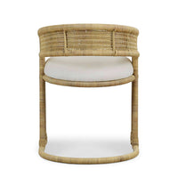Rattan barrel dining chair rear view.
