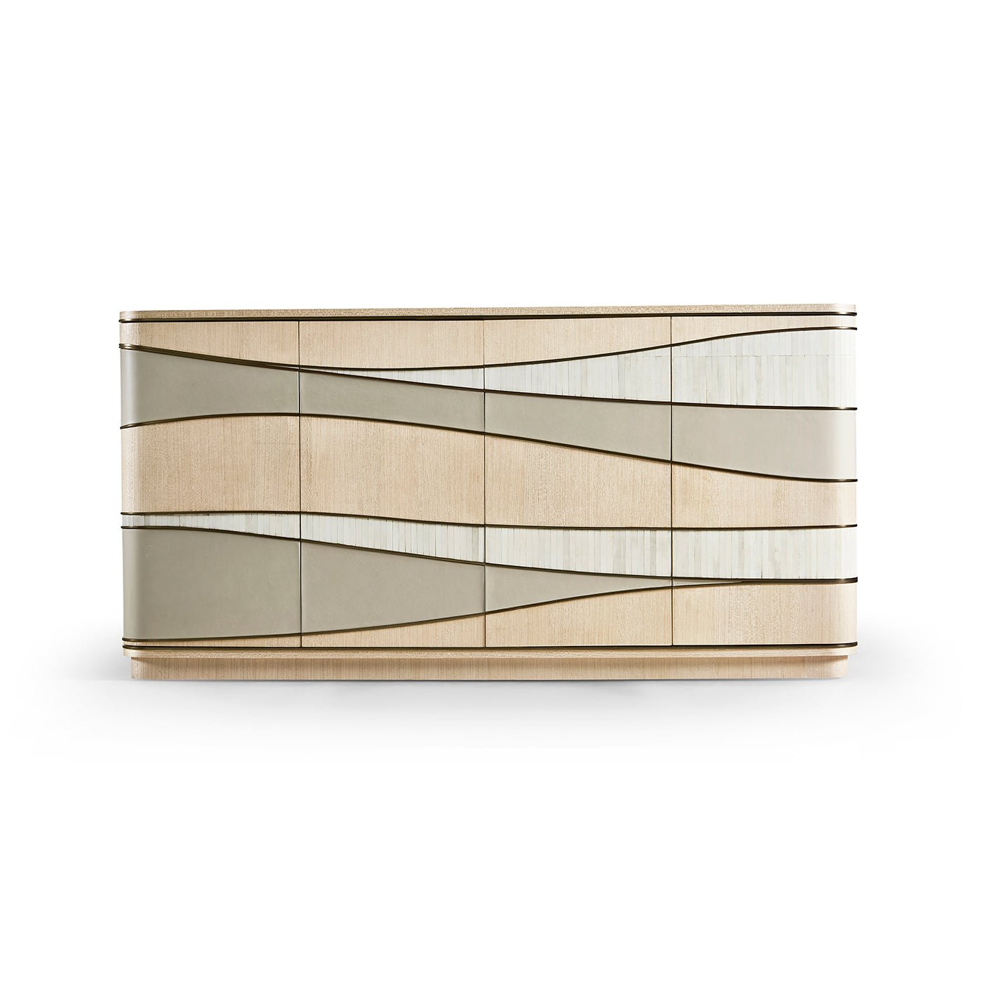 Contemporary coastal sideboard with wave pattern front view.