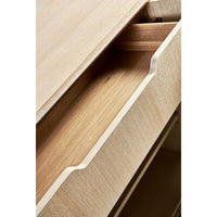 Interior drawer view of contemporary coastal sideboard.
