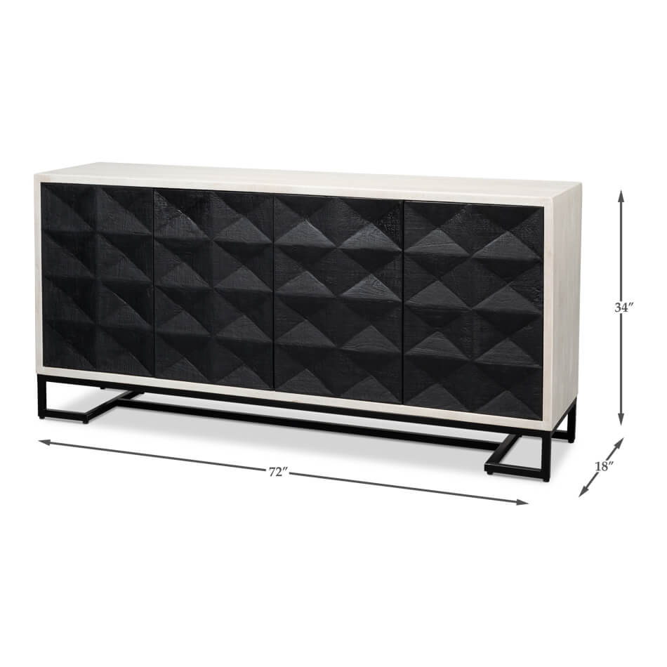 Sideboard dimensions: 72" length, 34" height, 16" depth