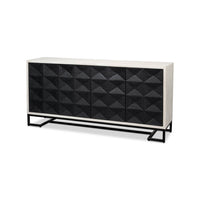 Geometric sideboard angled view showing front and side details