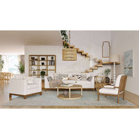 Coffee table in modern living room setting.