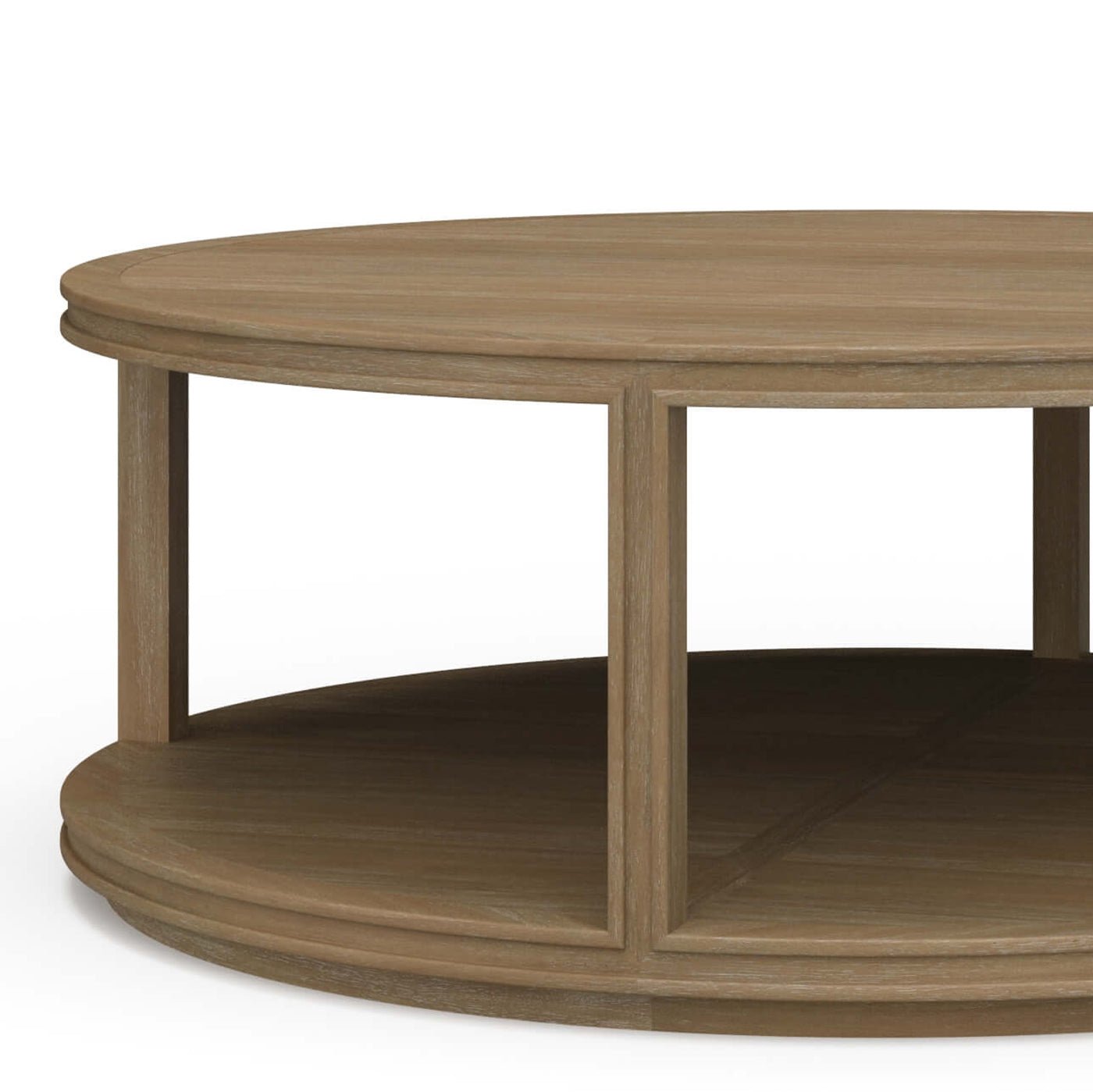 Close-up of coffee table corner design and finish.