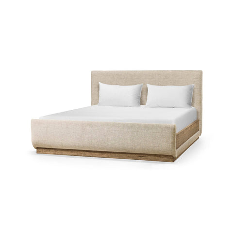Contemporary Upholstered CAL King Bed with Wood Base