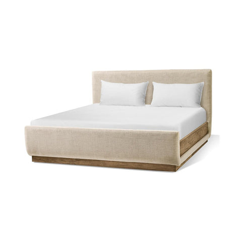 Contemporary Upholstered King Bed with Wood Base