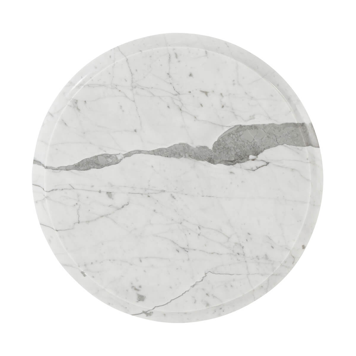 White and gray marble tabletop, overhead view.
