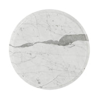 White and gray marble tabletop, overhead view.