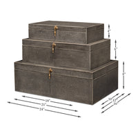 Cosmos Leather Nesting Boxes with Brass Latches, Set of 3, view 5