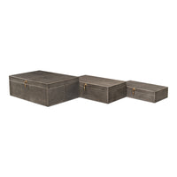 Cosmos Leather Nesting Boxes with Brass Latches, Set of 3, view 9