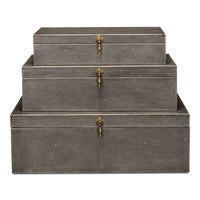 Cosmos Leather Nesting Boxes with Brass Latches, Set of 3