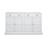 Cottage White Media Buffet in Solid Pine with Ring Pulls