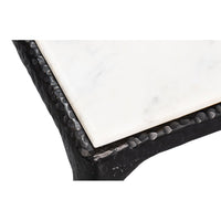 Corner detail of marble dining table, edge design.
