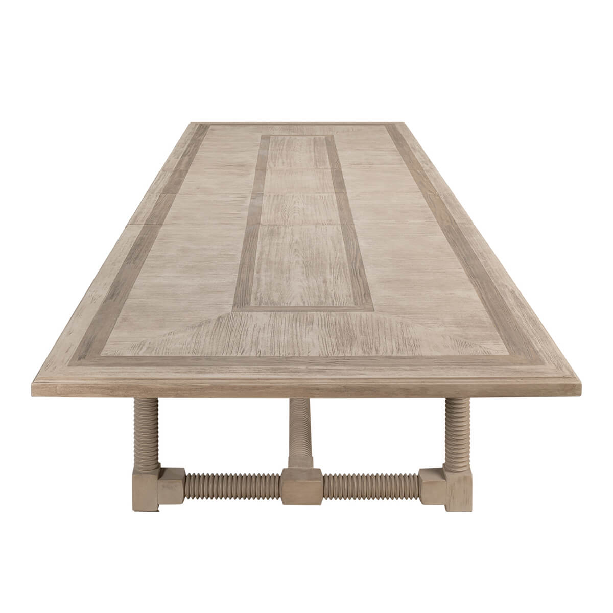Long top view of country draw leaf dining table.