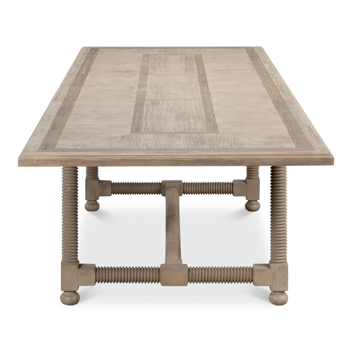 Top perspective of country draw leaf dining table.