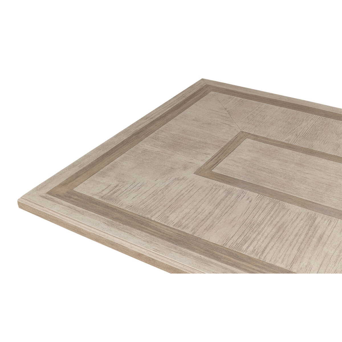 Corner tabletop detail of country draw leaf dining table.