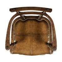 Top view of bar stool showing leather seat details.