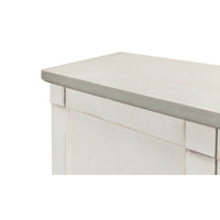 Detailed view of sideboard edge, gray top.