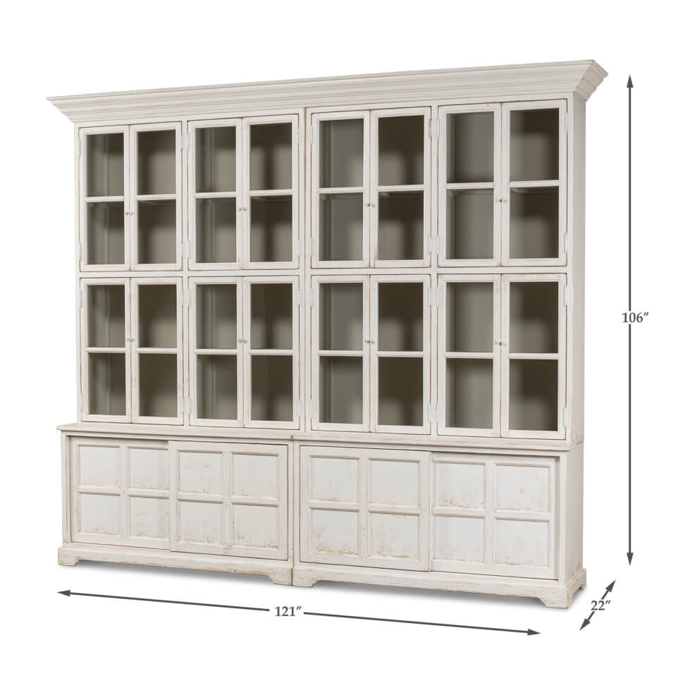 White bookcase dimensions with height and width measurements.