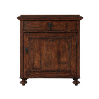 Rustic oak bedside table, front view.