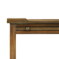Drawer detail on wooden side table, country style.