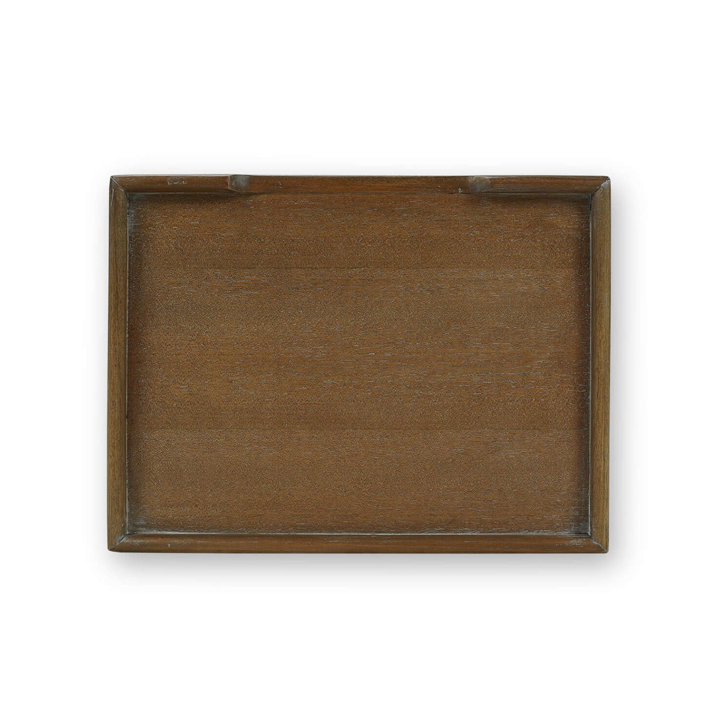 Top view of wooden side table surface, country style.