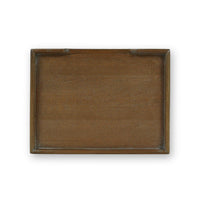 Top view of wooden side table surface, country style.