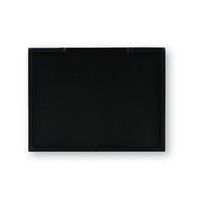 Black side table, top view of the flat surface.
