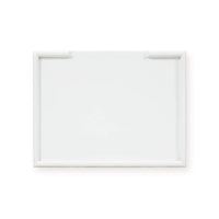 White side table, top view.