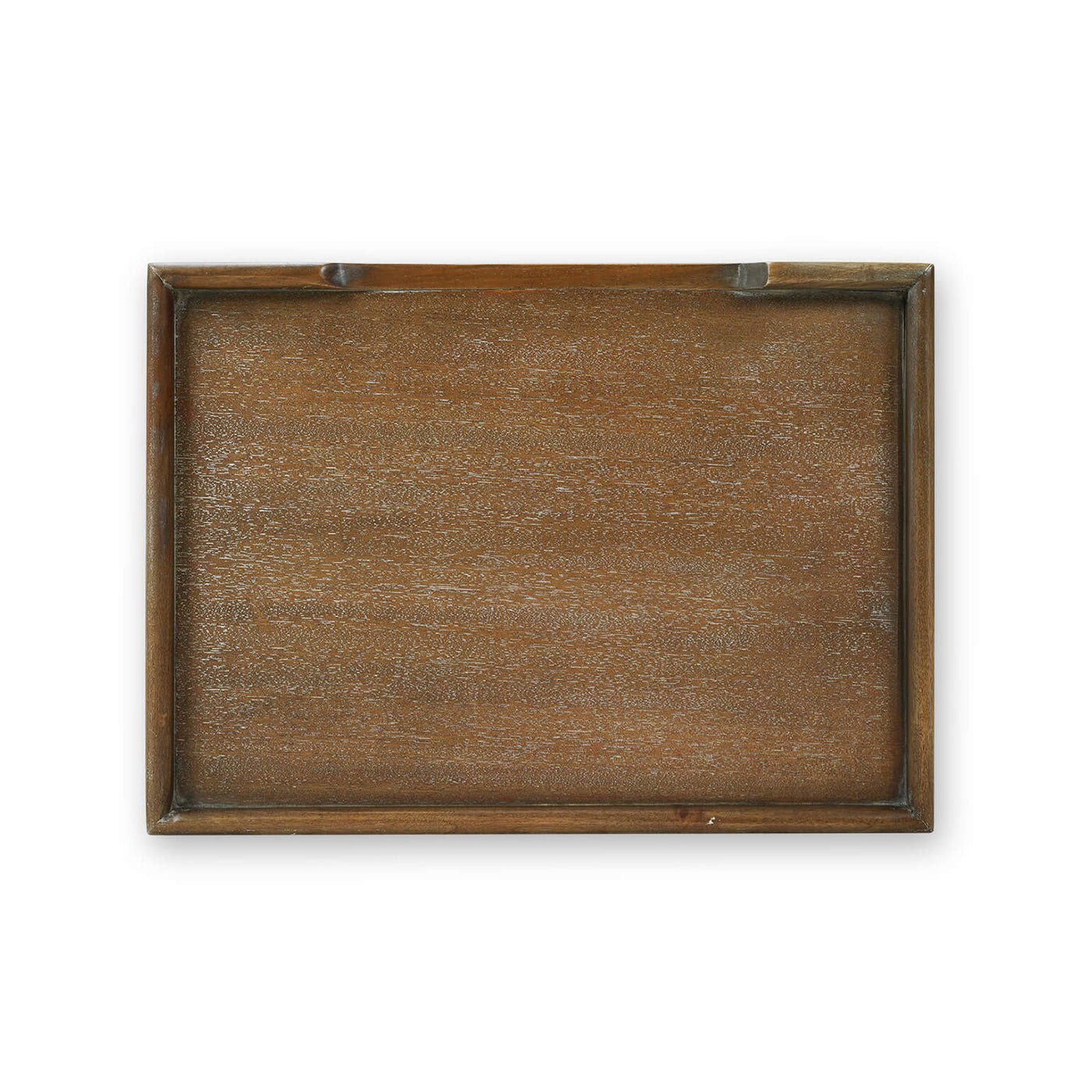 Top view of wooden end table surface.
