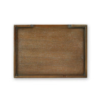 Top view of wooden end table surface.