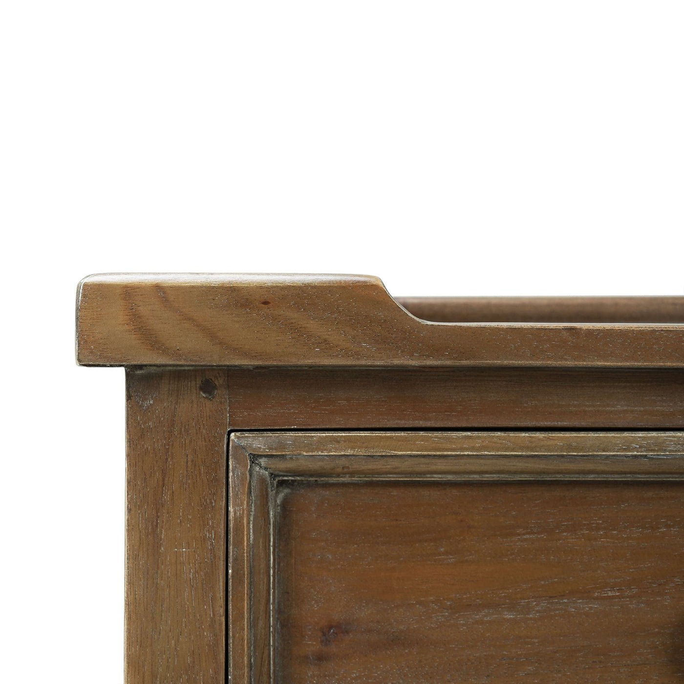 Close-up of end table edge detail.