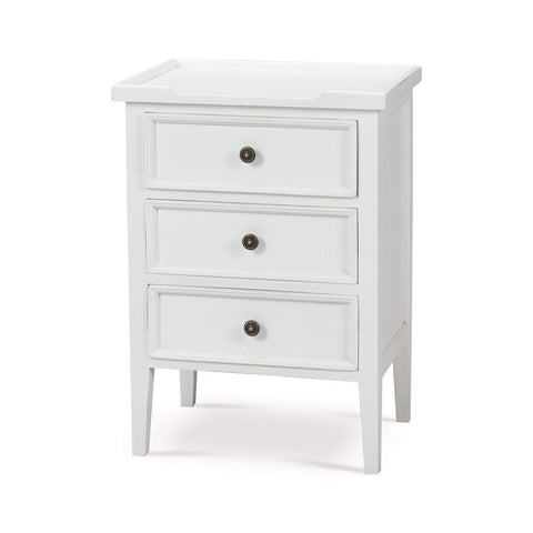 Country Style Three Drawer End Table in White