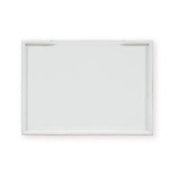 Top view of white end table, flat surface.