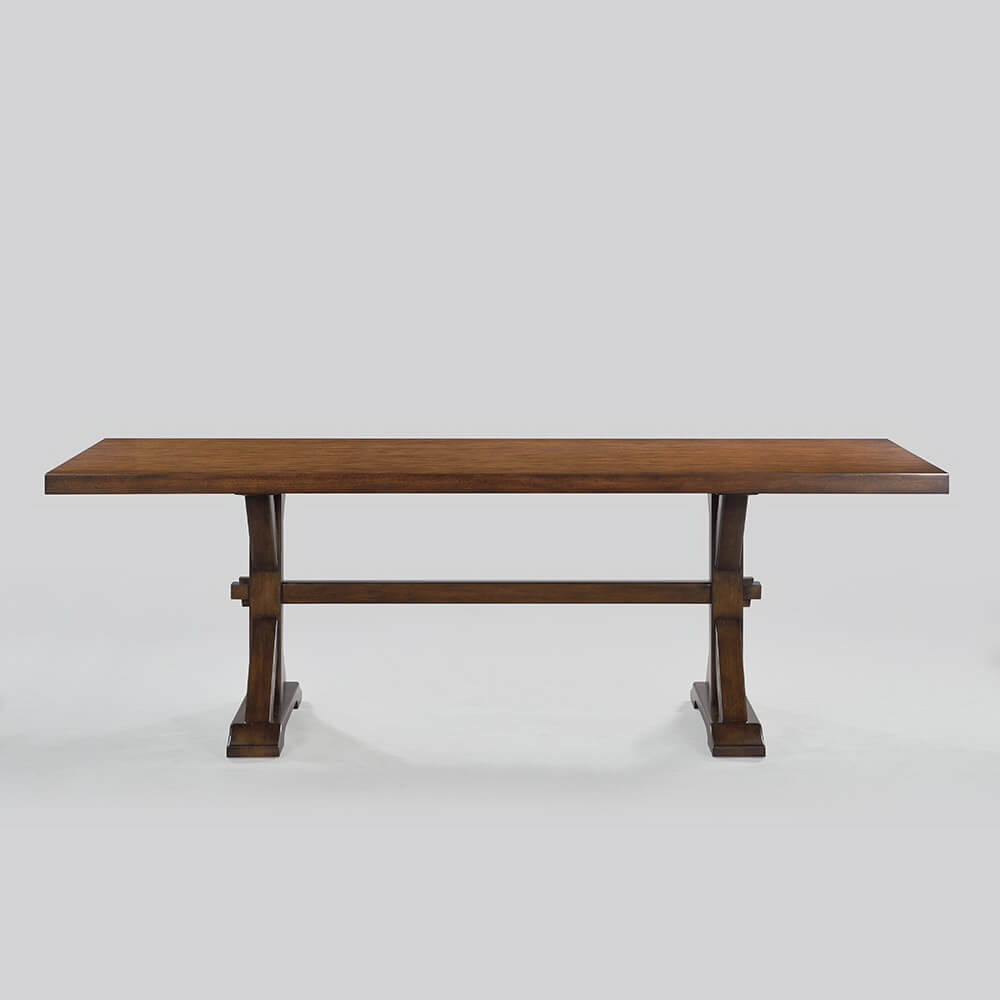 Front view of wooden dining table design.