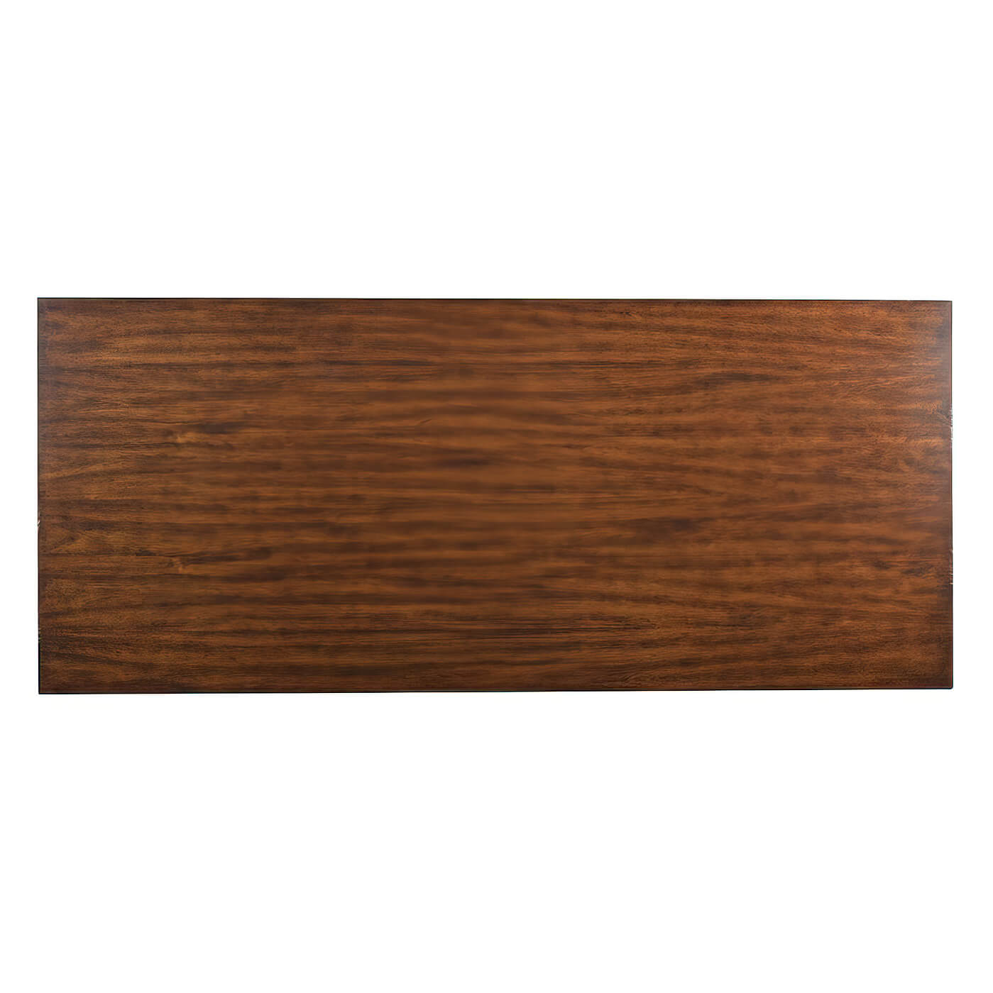 Top view of dark rustic dining table surface.