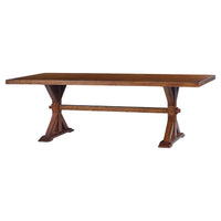 Dark rustic dining table, side view with open space.