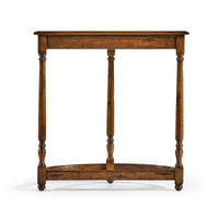 Rear angle of demilune console table, full view.