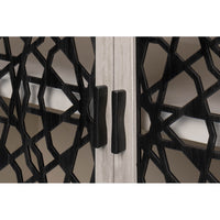 Detailed view of Covet Credenza handles and door pattern.