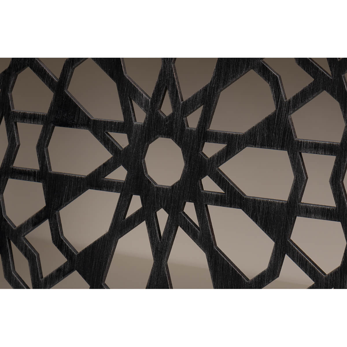 Close-up of Covet Credenza door pattern, geometric design.